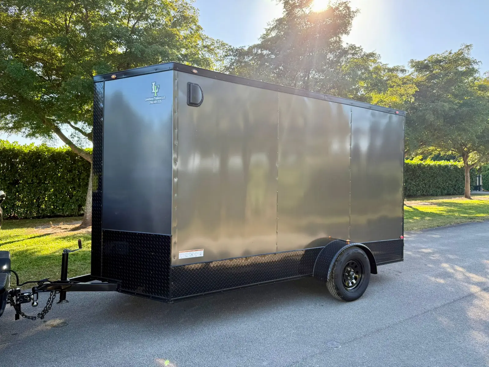 6x12 Enclosed Trailer, charcoal 7 ft photo 1
