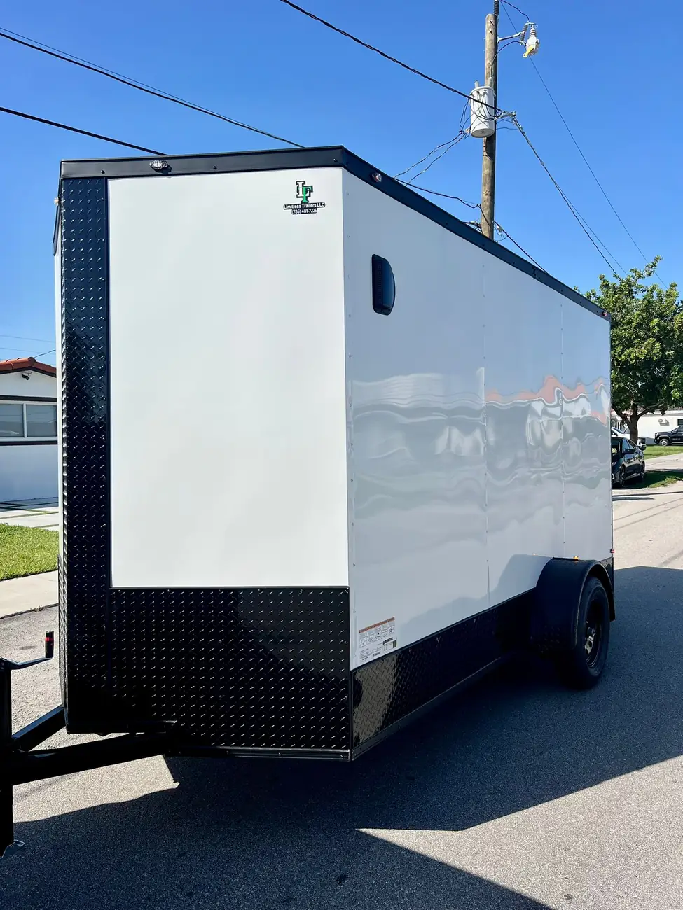 6x12 Enclosed Trailer, white 7 ft photo 1