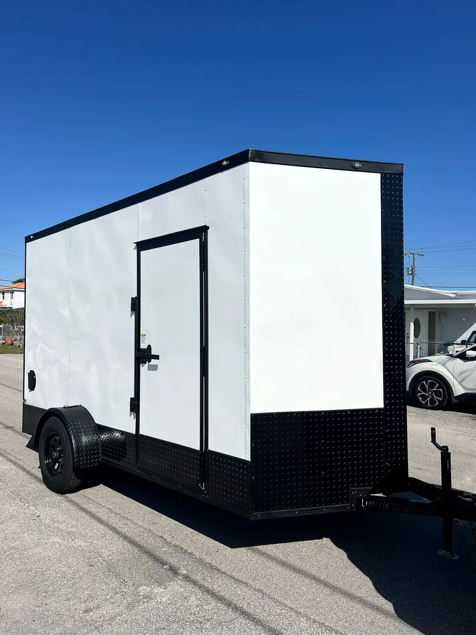 6x12 Enclosed Trailer, white 7 ft photo 3